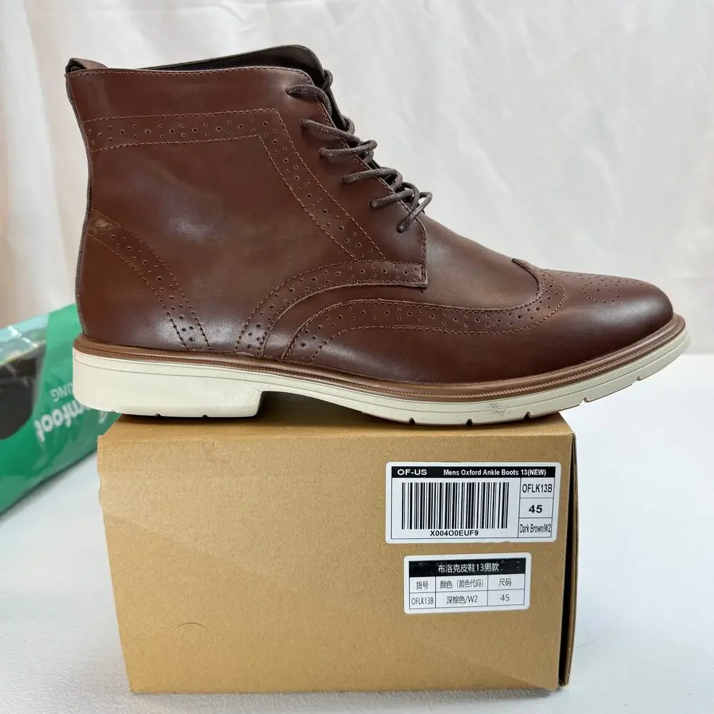 Orthocomfoot Men’s Brown Leather Oxford Ankle Boots size 45 (US 11)